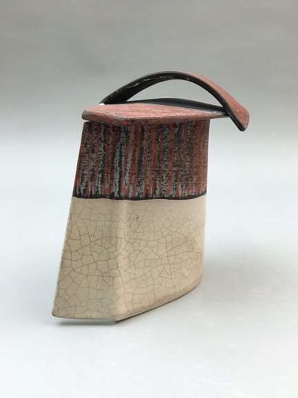 Oval Box #1 -- Low-fire ceramics with oil stick and pastel