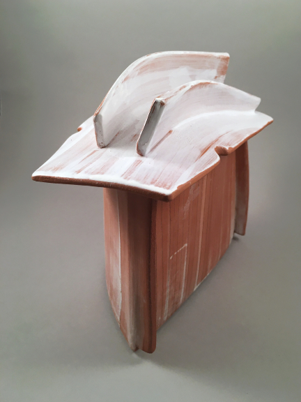Puzzle Box #7, View B -- Low-fire earthenware (7" x 10" x 5")