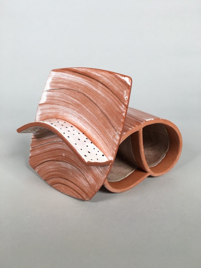 Double Oval #2, Lid Off -- Low-fire ceramics (6" x 7" x 4.5")