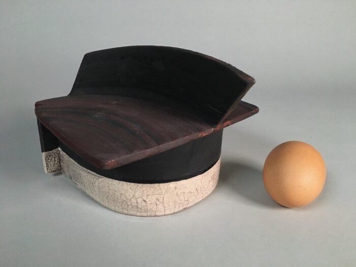 Box with Fin, Scale View -- Low-fire ceramics (4" x 6" x 6")