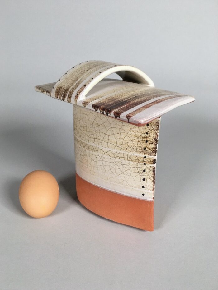 Oval Box #11, Scale View -- Low-fire earthenware (6.5" x 6.5" x 4.5")