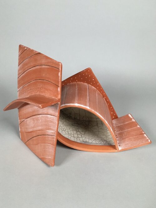 Terra Cotta House #2, Lid Off -- Low-fire earthenware (5.5" x 8.5" x 6")